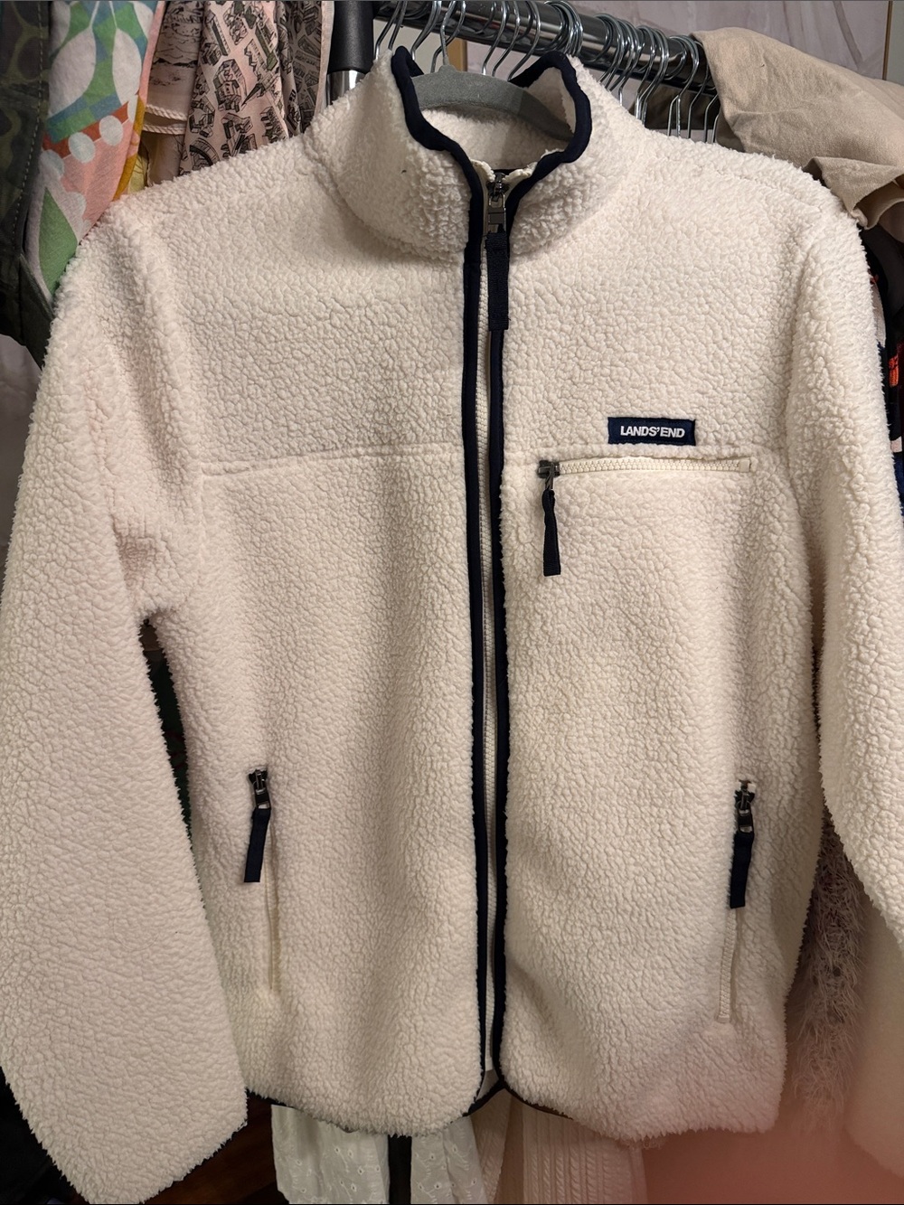Lands' End Cream Sherpa Fleece Jacket